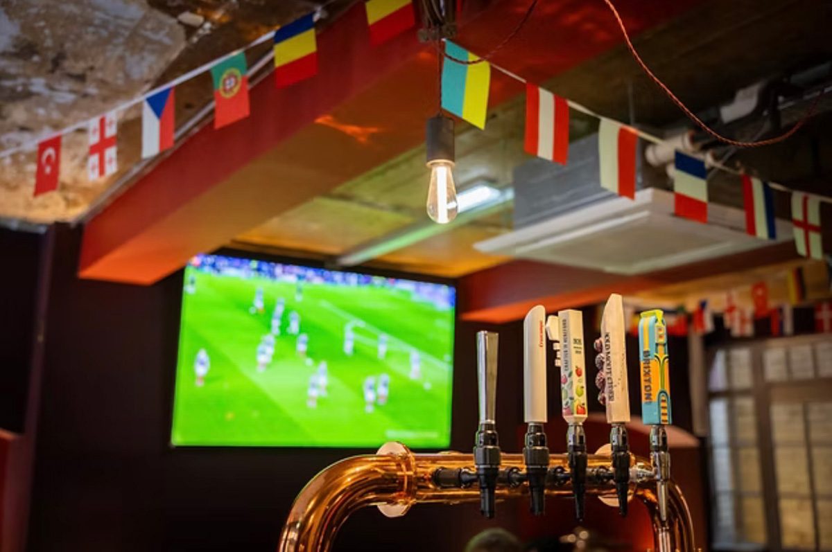Football on the big screens at The White Lion, Stockport
